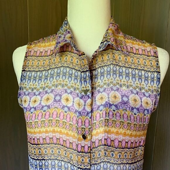 Liz CLAIBORNE Sheer MultiColor Blouse S - Picture 2 of 7